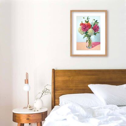 White and pink flowers in glass vase