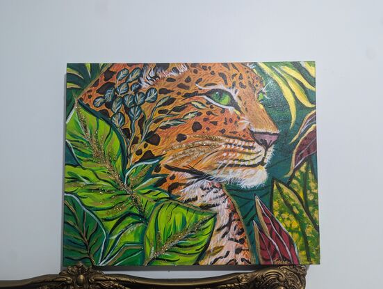 Leopard , leaves , gold ,