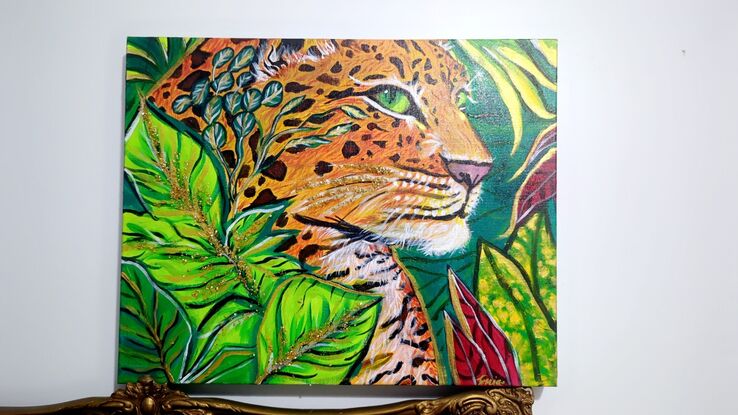 Leopard , leaves , gold ,