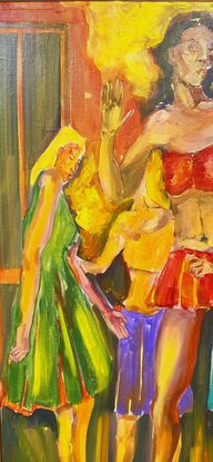 Figurative abstract. Colourful abstract painting dance and celebration 