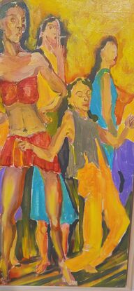 Figurative abstract. Colourful abstract painting dance and celebration 