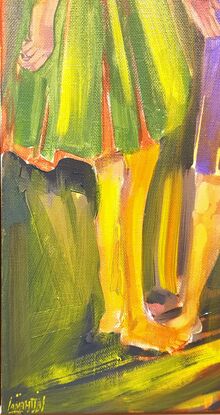 Figurative abstract. Colourful abstract painting dance and celebration 