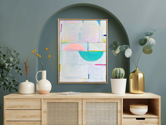 geometric abstract painting in pastel colours