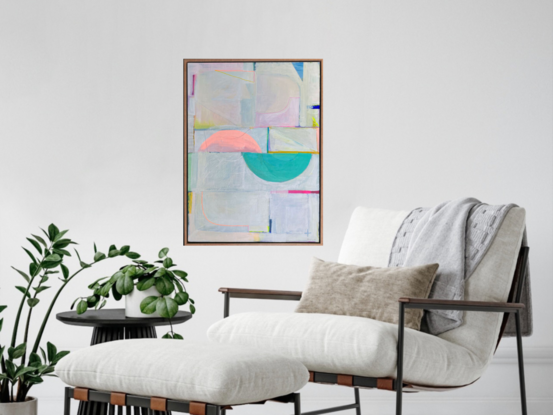 geometric abstract painting in pastel colours