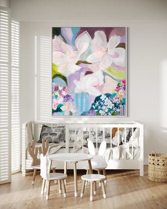 Abstract flowers and colours. Beautiful soft colours with abstract paint strokes.