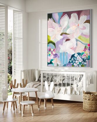 Abstract flowers and colours. Beautiful soft colours with abstract paint strokes.