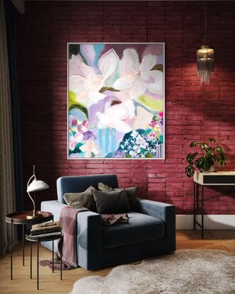 Abstract flowers and colours. Beautiful soft colours with abstract paint strokes.