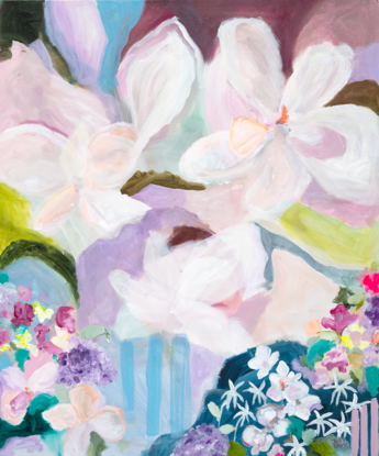 Abstract flowers and colours. Beautiful soft colours with abstract paint strokes.