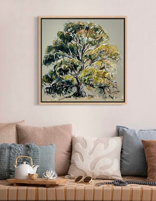 A large gumtree painted on an oyster linen colour. 