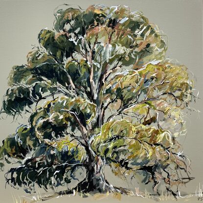 A large gumtree painted on an oyster linen colour. 