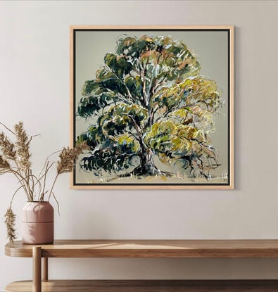 A large gumtree painted on an oyster linen colour. 