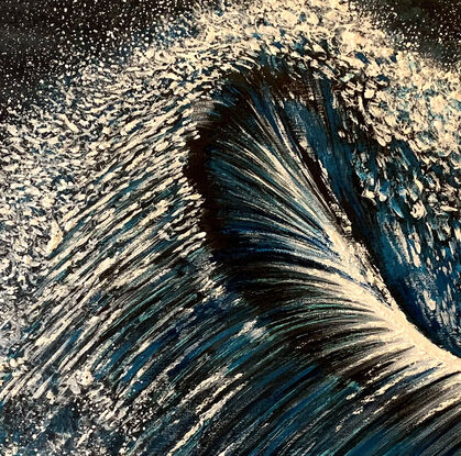 A moonlit wave at night