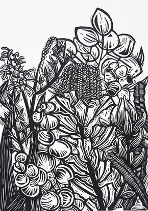 Australian flower linocut