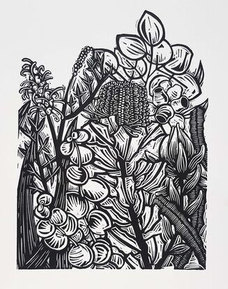 Australian flower linocut