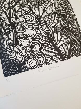 Australian flower linocut