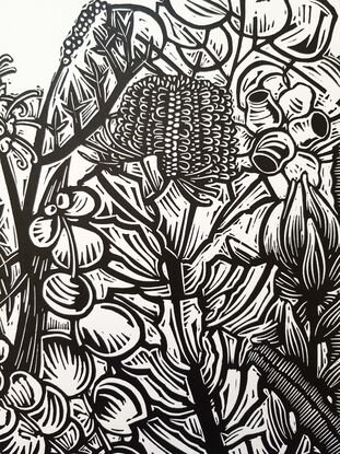 Australian flower linocut