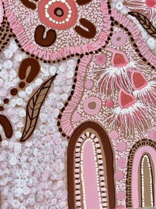 Aboriginal art.  Bush flowers.  Fine intricate detail