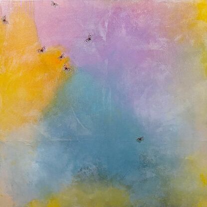 Uplifting organic abstract with butterflies flying