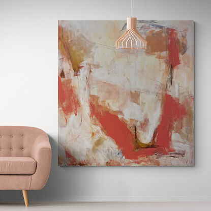 neutral and subtle apricot tones from nature blended with areas of blush, beige, brown, grey and black with pops of gold expressive marks across an extra large canvas