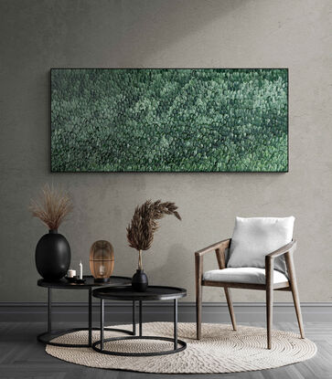 deep green layered  large abstract art