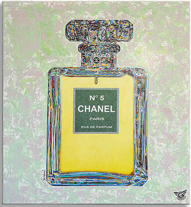 Chanel N5. Chanel bottle, Yellow art, art on canvas, acrylic art, oil art, diamond dust art, wall art, artwork ready to hang, luxury brands, fashion art, handmade art, 