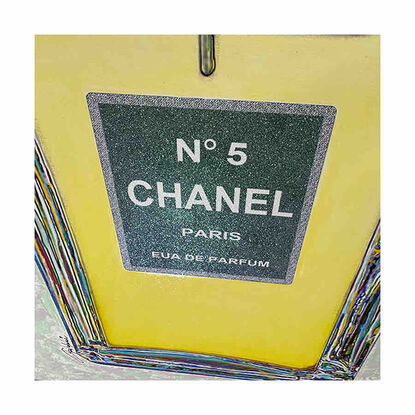 Chanel N5. Chanel bottle, Yellow art, art on canvas, acrylic art, oil art, diamond dust art, wall art, artwork ready to hang, luxury brands, fashion art, handmade art, 