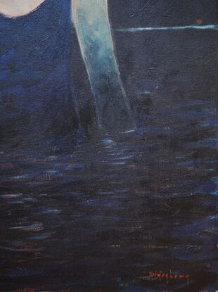 Woman taking a night swim