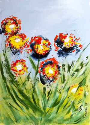 Bright flowers burst forth from landscape