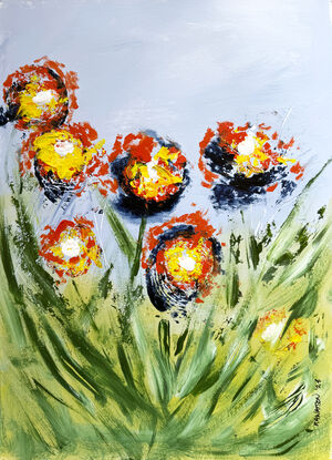 Bright flowers burst forth from landscape