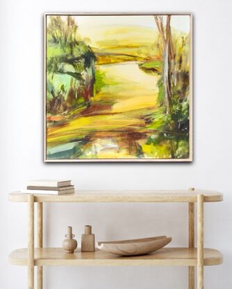 Impressionist landscape painting, framed 