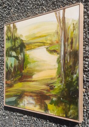 Impressionist landscape painting, framed 