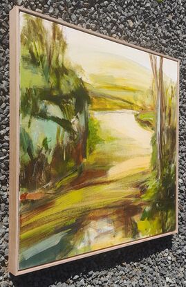 Impressionist landscape painting, framed 