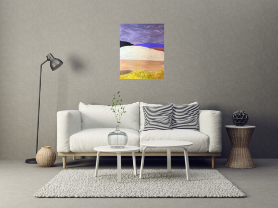 Semi abstract textured landscape with warm colours 