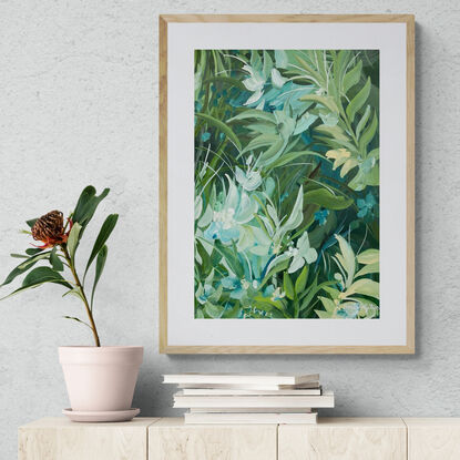 small A3 sized green tropical rainforest landscape original painting