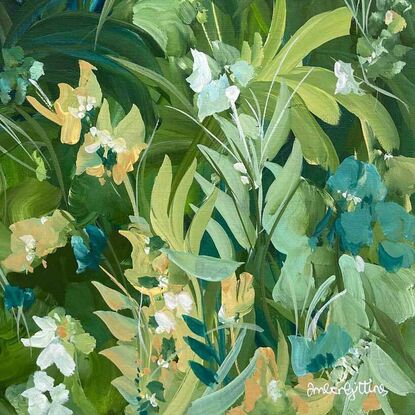 small A3 sized green tropical rainforest landscape original painting