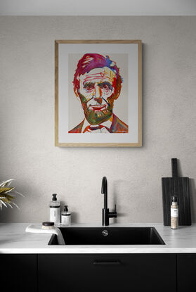 "Abraham Lincoln" by Christine Beard is a captivating modern watercolor portrait of one of America's most iconic leaders. This artwork reimagines Lincoln with bold, vibrant colors, blending historical reverence with contemporary artistic expression. The dynamic use of color and line brings a fresh perspective to this classic figure, making it a standout piece for collectors and history enthusiasts alike.





