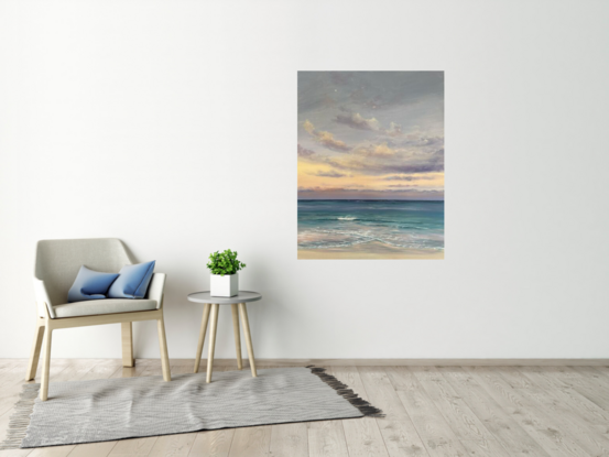 Sunset with soft pink hues and shadows in the sand dunes 
