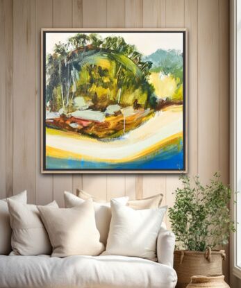 Contemporary landscape painting,  framed 