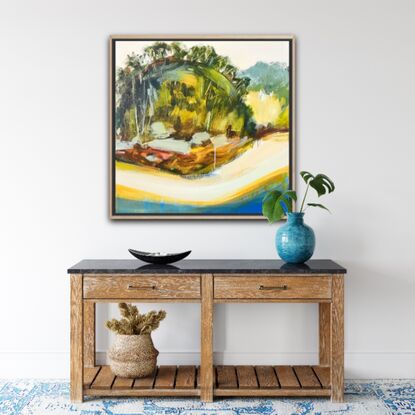 Contemporary landscape painting,  framed 