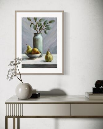 Still life with pear and jar