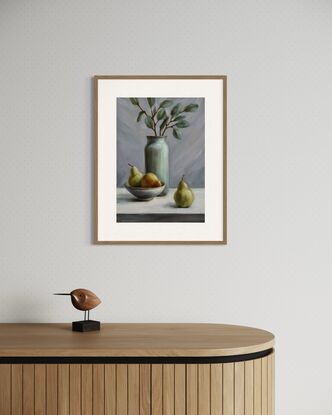 Still life with pear and jar