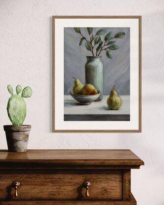 Still life with pear and jar