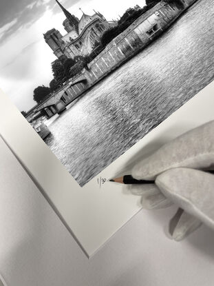 Black and white photograph of river Seine in Paris