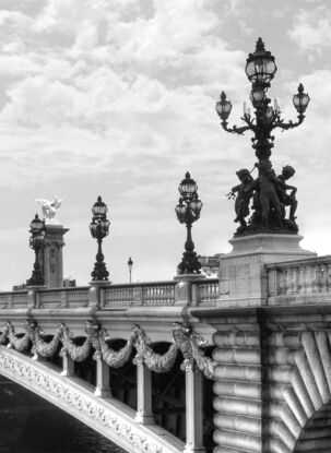 Black and white photograph of river Seine in Paris