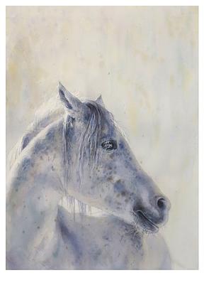 (CreativeWork) white horse by Richard（Tiejun） Chao. Watercolour. Shop online at Bluethumb.