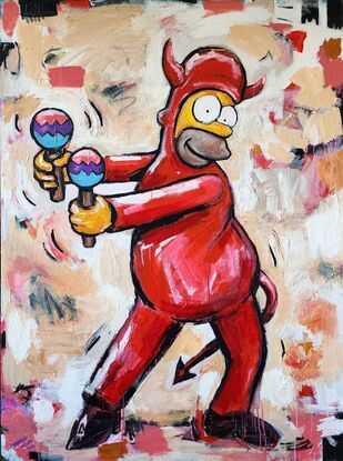 Acrylic painting of Evil Homer from The Simpsons