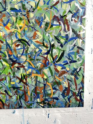 Metallic Silver paintt green blue painting art Australia garden