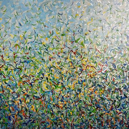 Metallic Silver paintt green blue painting art Australia garden