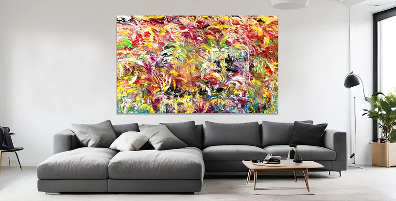 Images show the painting on two different lounge room walls.