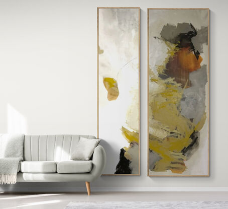 Layers of acrylic on a large statement abstract with movement in neutral tones 